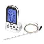 Sunjas Funk Grillthermometer Display Braten Grill Thermometer Bratenthermometer Fleisch BBQ Fleisch Steak Braten Im Ofen (Silber)