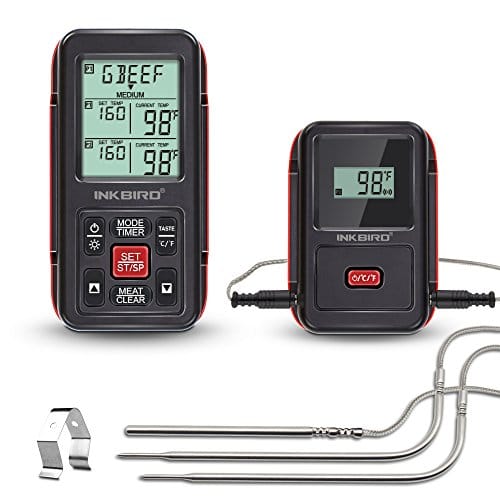 Inkbird IRF-2S Funk Thermometer Bratenthermometer Smoker mit 2 Temperaturfühlern für Fleisch Kochen von BBQ, Ofen, Raucher, Backen, Griller bis zu 300M